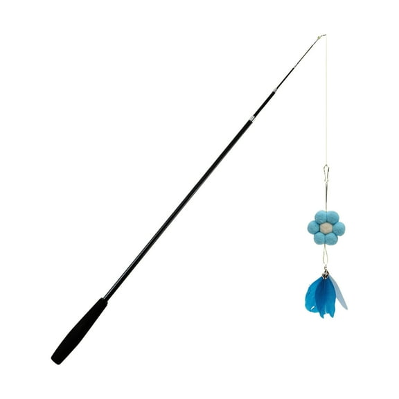 Retractable Feather Teaser Wand with Bells, Interactive Cat Toy with Replaceable Feathers, Perfect for Kitten Training and Exercise Playtime