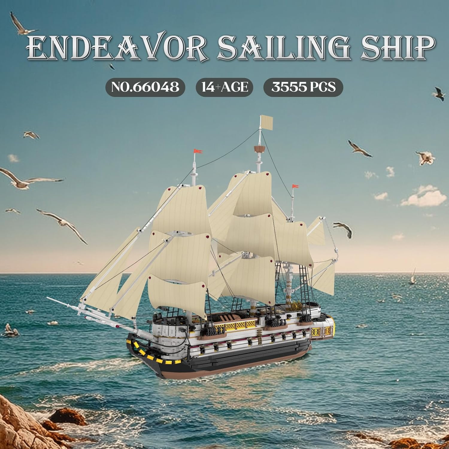 Large Sailing Ship Model Building Blocks Kit, Sailing Boat Model Construction Set, Pirate Ship & Historical Collectible Toy, Home Decor Birthday Gifts for Adult Collectors Enthusiasts 3555PCS