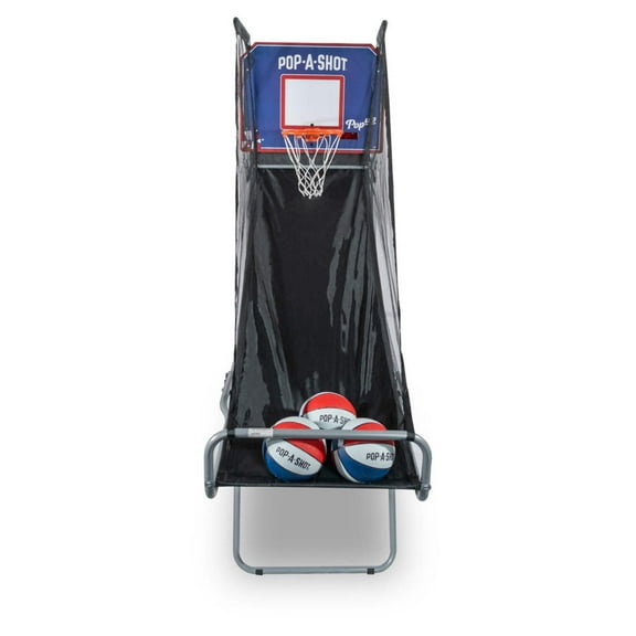 Pop-A-Shot Official Pop-Up Portable Basketball Arcade Game - Electronic Scoring - Fully Foldable - 3 Basketballs