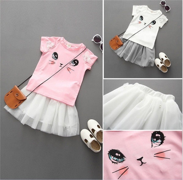 little dragon pig Girl Matching Birthday Party Outfit Toddler Baby Tshirt Tutu Skirt 2PCS Clothing Set