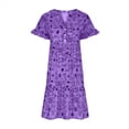 thumbnail image 4 of SMihono Robes Bohèmes d'Été pour Femmes Grande Taille Mode d'Été Robe Longue Ample Manches Courtes Col Rond Asymétrique Évasée à Étages Robe Longue de Plage, 4 of 6