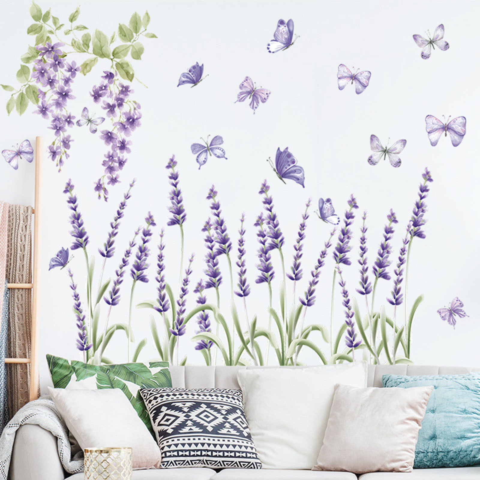 Flowers lavender Home Bedroom Decor Removable Wall Stickers Decal Decoration 