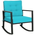 thumbnail image 2 of Costway Patio Rattan Rocker Chair Outdoor Glider Rocking Chair Cushion Lawn Turquoise, 2 of 8
