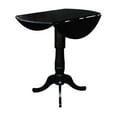 thumbnail image 4 of 42" Round Solid Wood Dual Drop Leaf Pedestal Table in Black - 41.5"H Bar Height by International Concepts, 4 of 10