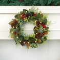 thumbnail image 6 of 17.71 Inch Christmas Wreath with Light String for Front Door, Xmas Home Wall Windows Outdoor, Farmhouse Xmas Wreath Decorated with Pine Cones, Berries, Flowers and Balls Ornaments, 6 of 7