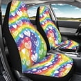 thumbnail image 4 of POLERO Breathable Auto Seat Covers for SUV, High Back Washable Vehicle Seat Covers Polyester Fabric 2 Pcs, Rainbow Heart Pattern, 4 of 13