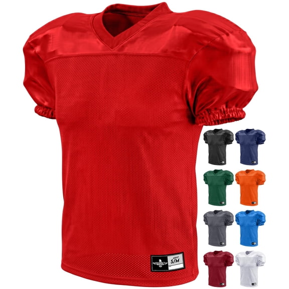 Exxact Sports Men’s Football Practice Jersey - Pro-Style, Lightweight & Breathable Mesh Football Jersey For Men (Red, Adult Large / X-Large)