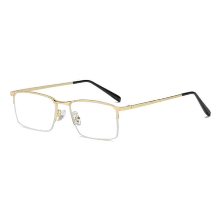 Office Half Frame Simple Vintage Eye Protection Ultra Light Glasses Anti Fatigue Business Reading Glasses GOLD STRENGTH 400
