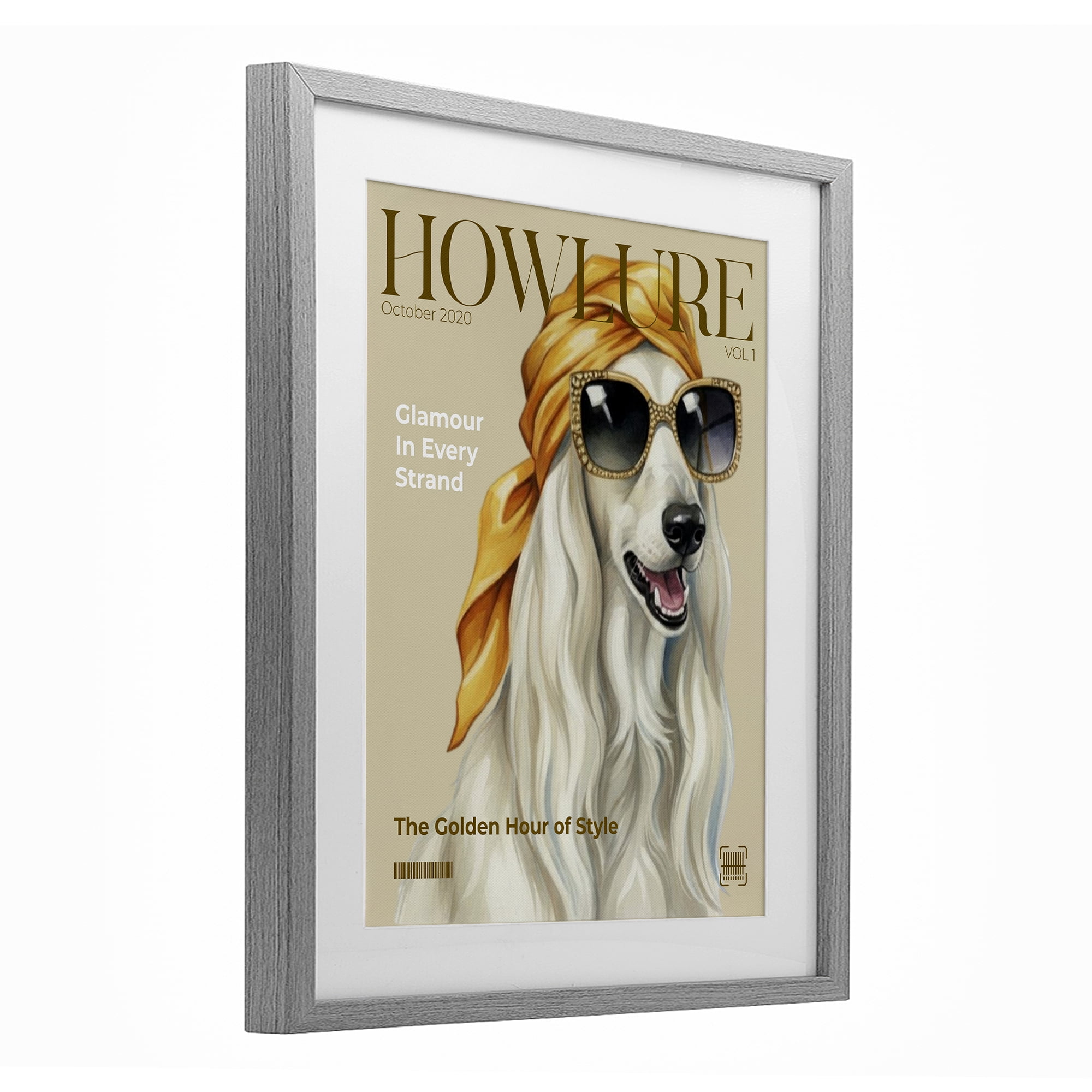 Stupell Industries Howlure Dog Fashion Magazine Gray Framed Print Under Glass, design by A Barefoot Stylist