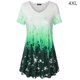 thumbnail image 1 of Camiseta de mujer con estampado de degradado, blusa informal, vestido con cuello en V suelto, verde, 4XL Inevent AP001902-15, 1 of 4