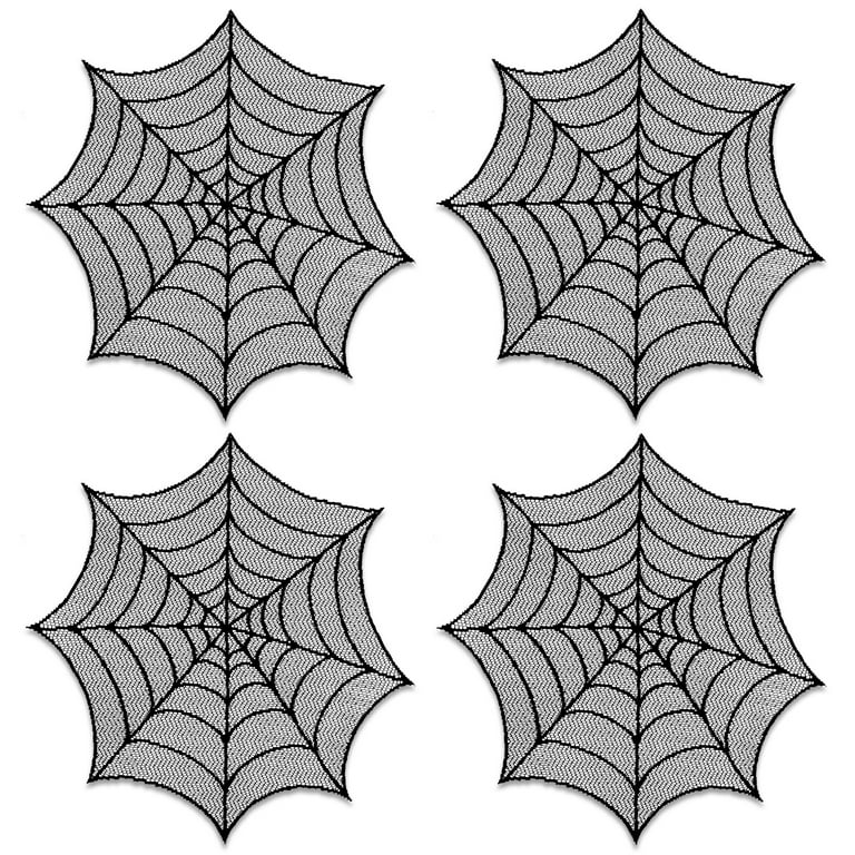 Spider Web 20 in. Black Round Doily (Set of 4) Spider Web 20 in. Black Round Doily (Set of 4)