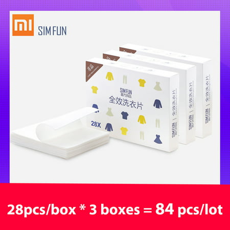 84pcs/lot Xiaomi SIMFUN Laundry Tablets Cleaning Fragrance Clothes Washing Liquid Paper Deep Cleaning Washing Powder Softener Washing Clothes Skin Care Daily Home