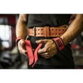 Harbinger Padded Leather Lifting Straps, Red