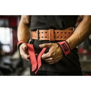 Harbinger Anti Slip Leather Red Weight Lifting Straps
