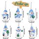 thumbnail image 2 of Adornos navideños de muñeco de nieve azul para árbol de Navidad, adornos navideños vintage, mini adornos navideños de arcilla polimérica para árbol de Navidad con colgante de muñeco de nieve, 2 of 5