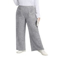 thumbnail image 6 of LANREMON Womens Plus Size Ribbed Loose Wide Leg Pants with Pockets Casual Lounge Pants High Waisted Palazzo Trousers, 6 of 7