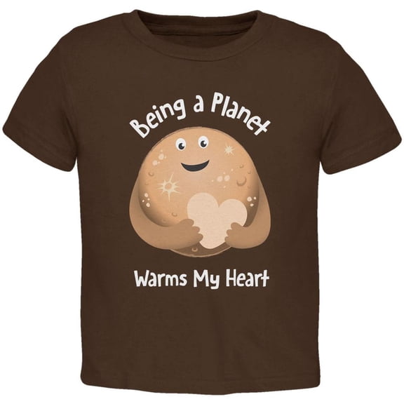 Pluto Planet Warms my Heart Brown Toddler T-Shirt - 4T
