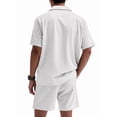 thumbnail image 4 of Men Sets Outfits 2 Piece Short Sleeve Shirts Short Set White S, 4 of 7