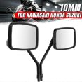 thumbnail image 1 of QX Pair Black 10MM Thread Black Rectangle Rearview Side Mirrors For Motorcycle Scooter ATV, 1 of 4