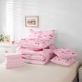thumbnail image 6 of Feelyou Girly Pink Ribbon Bedding Comforter Set 7 Pieces for Kids, Cartoon Cherry Full Bedding Set, Kawaii Bow-tie Bow Reversible Fitted Sheet Flat Sheet, Microfiber Bedroom Decor, 6 of 8