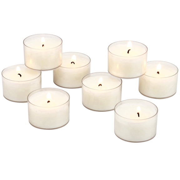 Stonebriar Unscented Long Burning Clear Cup Tealight Candles with 8 Hour Burn Time, 96 Pack, White