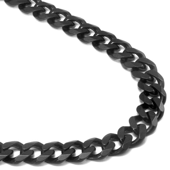Black Titanium 10MM Curb Link Necklace Chain 24"