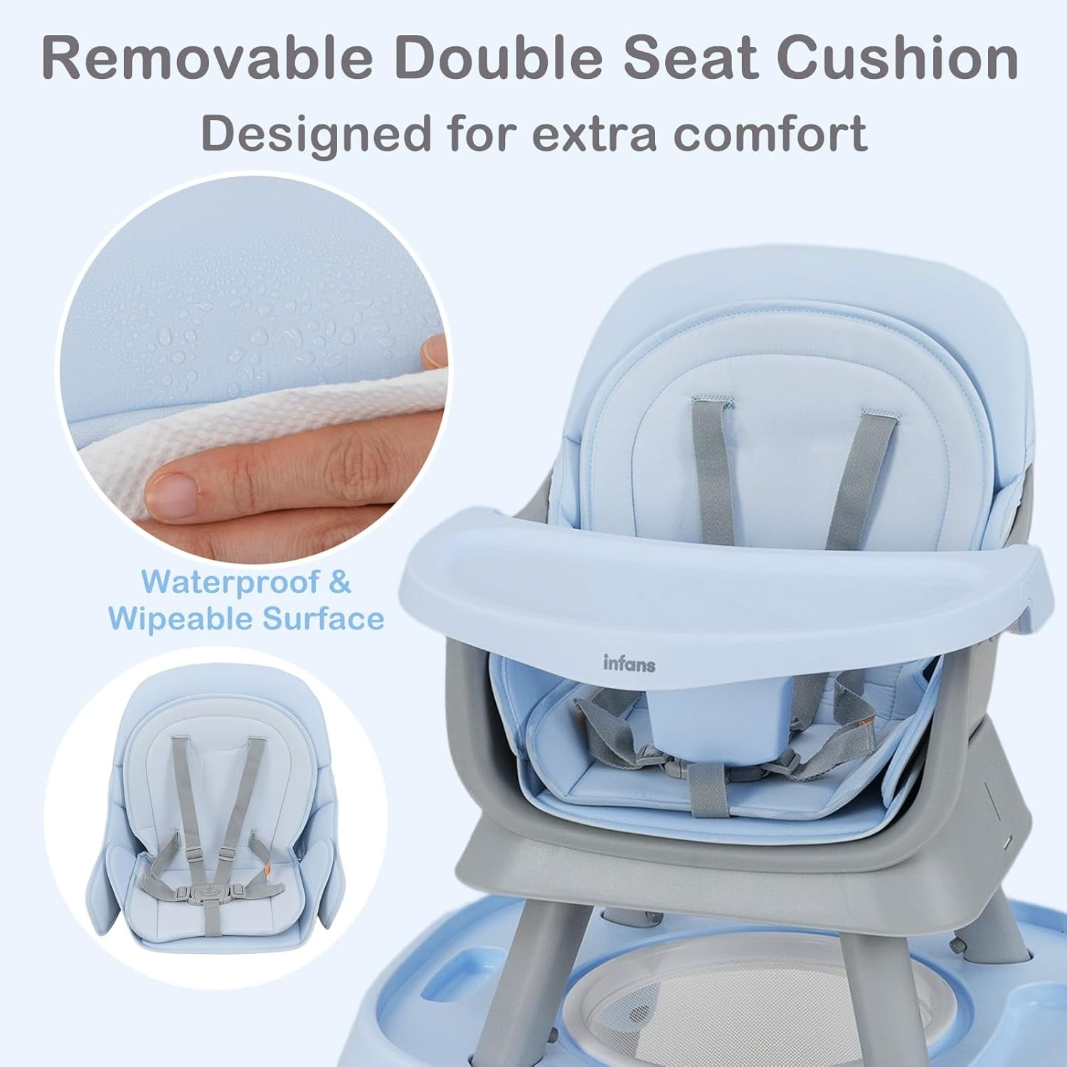 INFANS 9 in 1 High Chair, Convertible Baby Highchair for Babies and Toddlers, Table and Chair Set Building Block Infant Dining Booster Seat, Kids Stool with Activity Children Play Kitchen