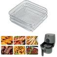 thumbnail image 2 of Stackable Air Fryer Basket, Ongmies Frytter 3Er Set Stapelbare Körbe Für Airfryer + 2 Zangen Gratis Air Fryer Rack Heißluftfritteuse Grillrost Dehydrate, Silver, 2 of 6