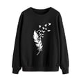 thumbnail image 4 of TWY Women Feather Bird Print Round Neck Long Sleeve Sweatshirt, 4 of 7