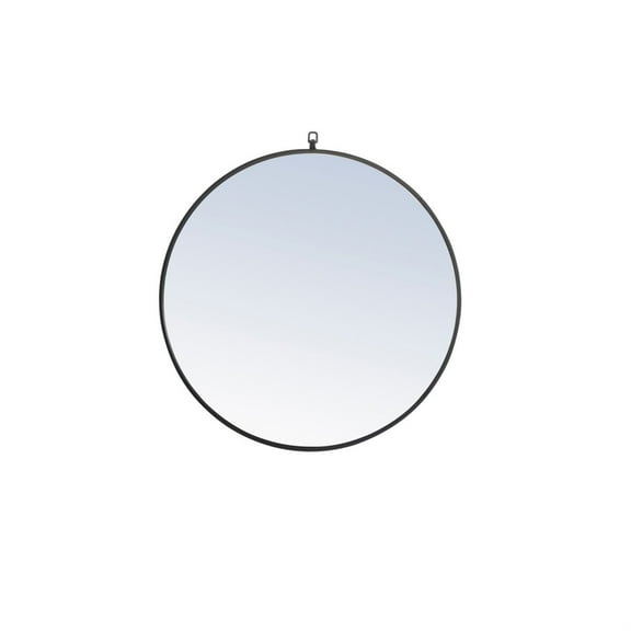 Metal frame Round Mirror with decorative hook 32 inch Black finish