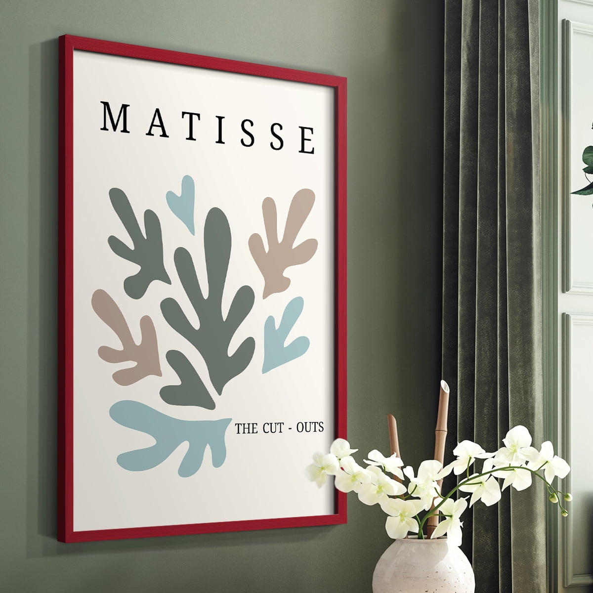 Matisse CDII in Red Solid Wood Framed Print No Nail Hanging