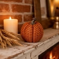 thumbnail image 6 of Artificial Rattan Woven Pumpkin Decoration, Resin Craft for Halloween and Thanksgiving Home Desk Decor, Orange, 6 of 8