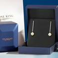 thumbnail image 5 of 14K White Gold White Ethiopian Opal and White Lab Grown Diamond Long Liner Dangle Earrings for Women | 1.48 Cttw | Gemstone October Birthstone | Round Cabochon 6MM | White Gold Chain Drop Earrings, 5 of 6