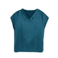 thumbnail image 6 of Deago Women Silk Satin Tops Cap Short Sleeve Blouse Summer V Neck Work Shirts Business Casual Dressy Outfits (Green, L), 6 of 9
