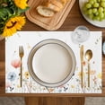 thumbnail image 4 of Spring Wildflowers Placemats Set of 4, Watercolor Rustic Flowers Floral Leaves Placemats for Dining Table, Place Mats for Kitchen Tabletop, Waterproof Wipeable Dining Table Mats Set, 4 of 9