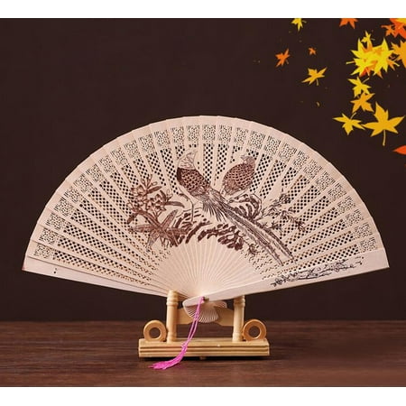 

Chinese Traditional Hollow Fan Wooden Hand Made Exquisite Folding Wedding Gift