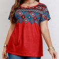 thumbnail image 2 of Camiseta de Manga Corta de Cuello Redondo Impresa Casual de Tamaño Grande Hecha de Cómodo Estante de Imitación para el Uso Diario, Camisetas Cortas para Mujeres, 2 of 9