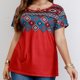 thumbnail image 2 of Camiseta de Manga Corta de Cuello Redondo Impresa Casual de Tamaño Grande Hecha de Cómodo Estante de Imitación para el Uso Diario, Camisetas Cortas para Mujeres, 2 of 9