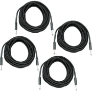 Musician's Gear Braided Instrument Cable 1/4" 4-Pack - 20 ft. Black