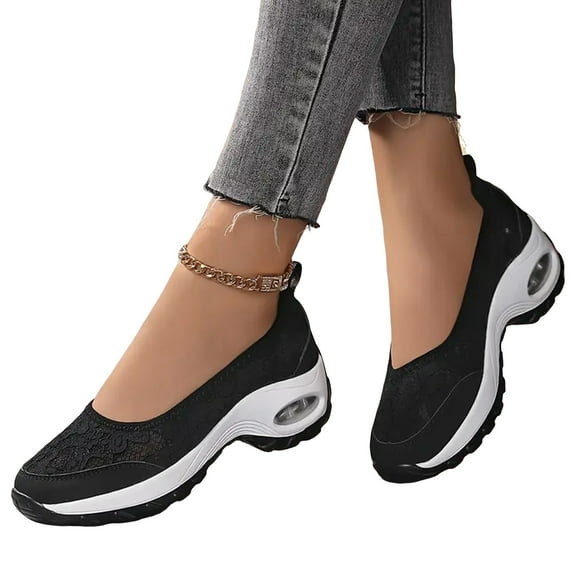 Lace Orthopedic Walking Shoes for Women 2025 Comfortable Platform Slip on Loafers Fashion Sneakers