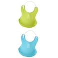 thumbnail image 1 of 2pcs baberos de bebé impermeables de silicona suave para niños niñas de alimentación lavable reutilizable, y azul, 1 of 9