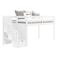 thumbnail image 2 of Bedz King Contemporary Low Loft Twin Bed with 3 Step-Stairway, White, 2 of 9