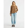 thumbnail image 2 of Time and Tru Women's Pintuck Ruffle Blouse with Long Sleeves, Sizes XS – XXXL, 2 of 5