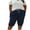 Navy, variant on Plus Size Drawstring Shorts for Women High Waist Loose Fit Cotton Linen Shorts Summer Casual Work Pants with Pocket