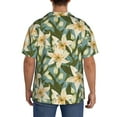 thumbnail image 3 of Lsque Lilies Flowers print Men's Cuban Collar Short Sleeve Shirt Summer Beachwear Casual Button Down Fashionable Vacation Leisure Shirt-Medium, 3 of 7