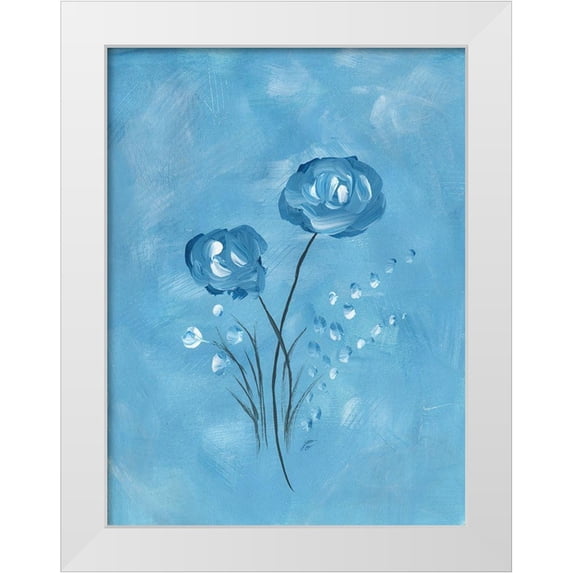 Lee, Judson 19x24 White Modern Wood Framed Museum Art Print Titled - Round Flower Blues II