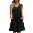 thumbnail image 1 of Vestido Casual Con Cuello En V Para Mujer Vestido Con Cuello En V Cosido Con Encaje Para Mujer Vestido Cosido Con Encaje Para Mujer Vestido Con Cuello En V Para Mujer Bolsillos, 1 of 6