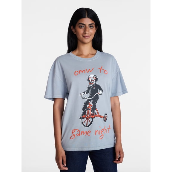 Saw Women's Game Night Halloween Graphic Tee with Short Sleeves, Sizes XXS-XXL