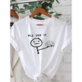 thumbnail image 1 of Playera casual con estampado gráfico y letras divertidas, cuello redondo y mangas cortas, ideal para primavera y verano, ropa para mujer, 1 of 6