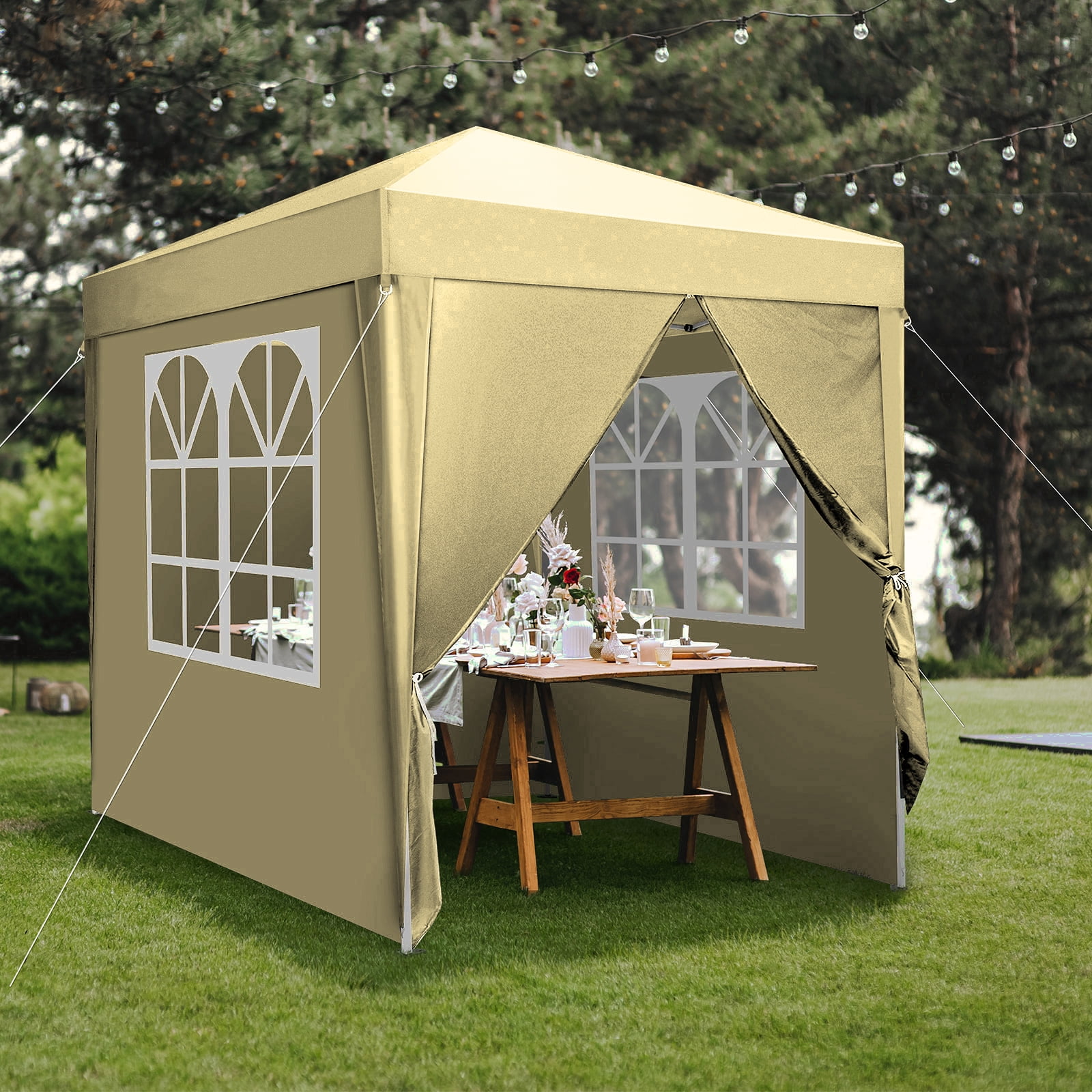 6.5x6.5Ft Two Doors & Two Windows Practical Waterproof Right-Angle Folding Tent, Khaki